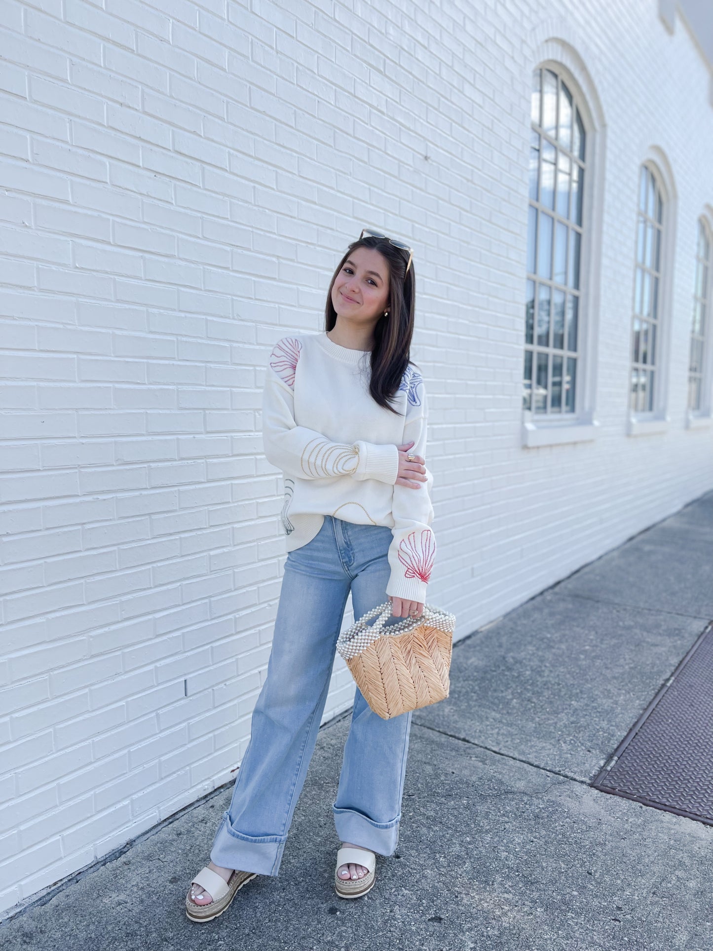 Seashell Embroidered Sweater