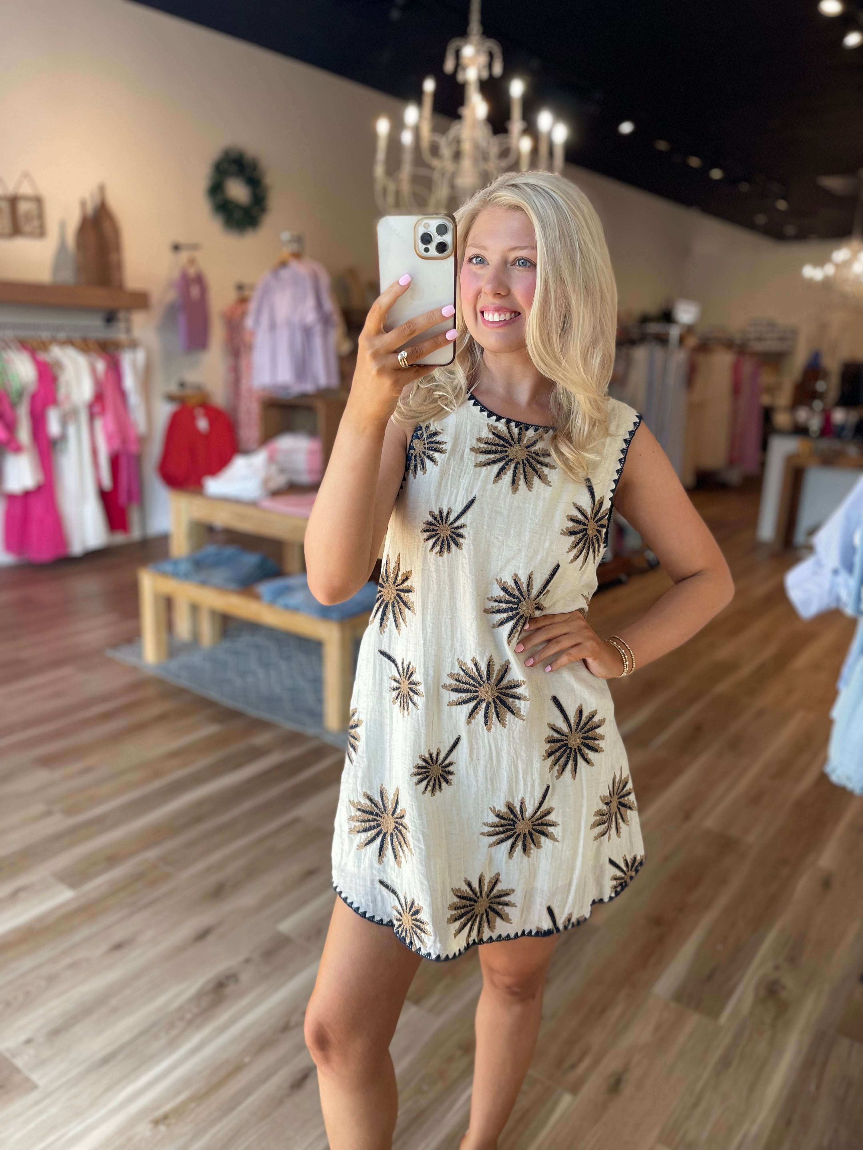 Palm Shift Mini Dress