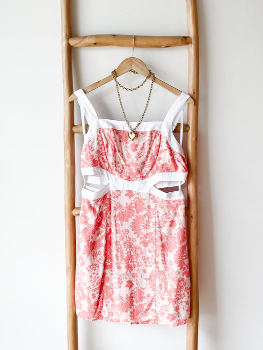 Petal Contrast Mini Dress