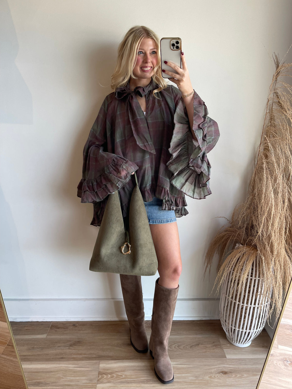 Addie Plaid Poncho Top