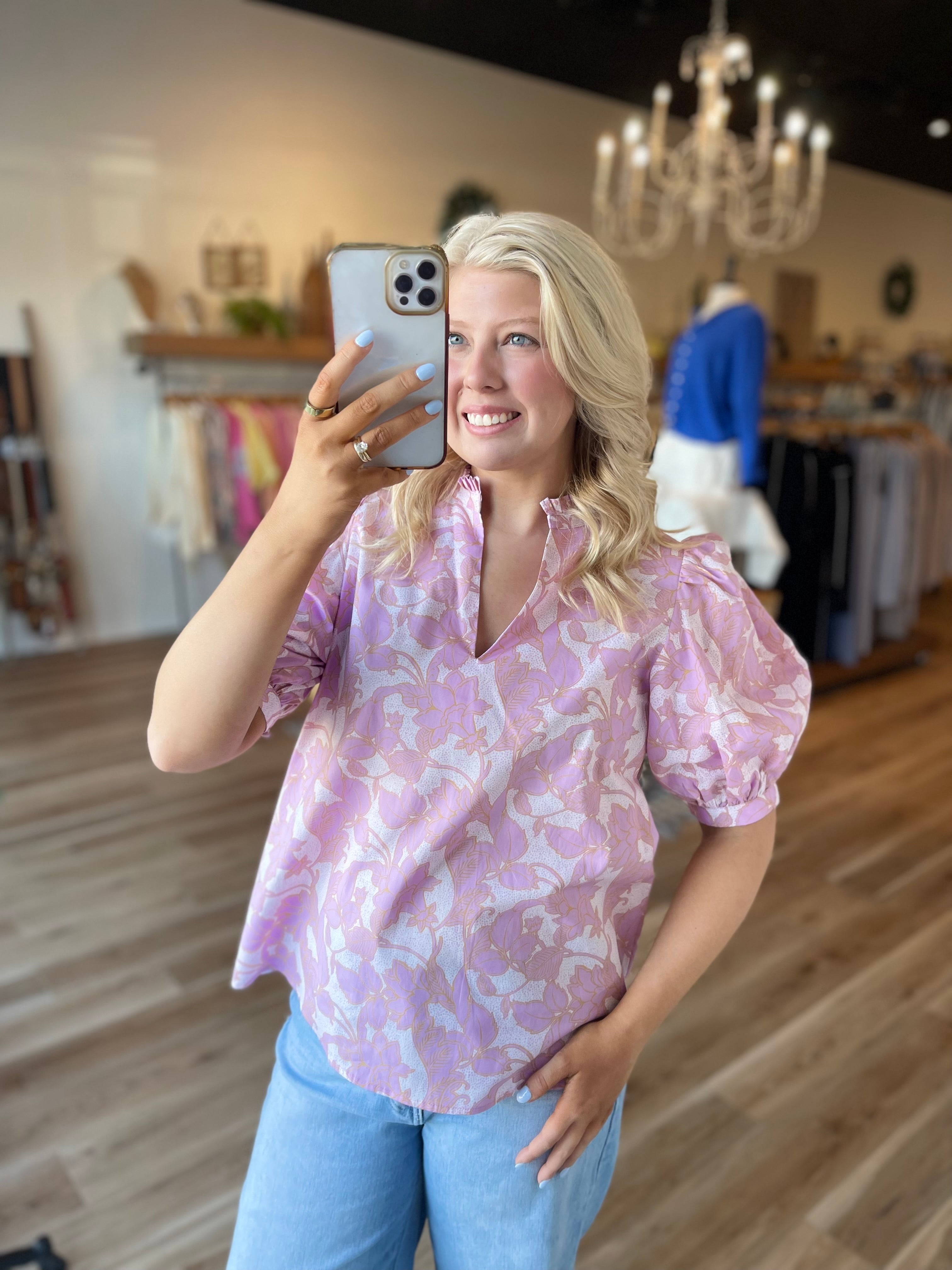 Daney Floral Puff Sleeve Top