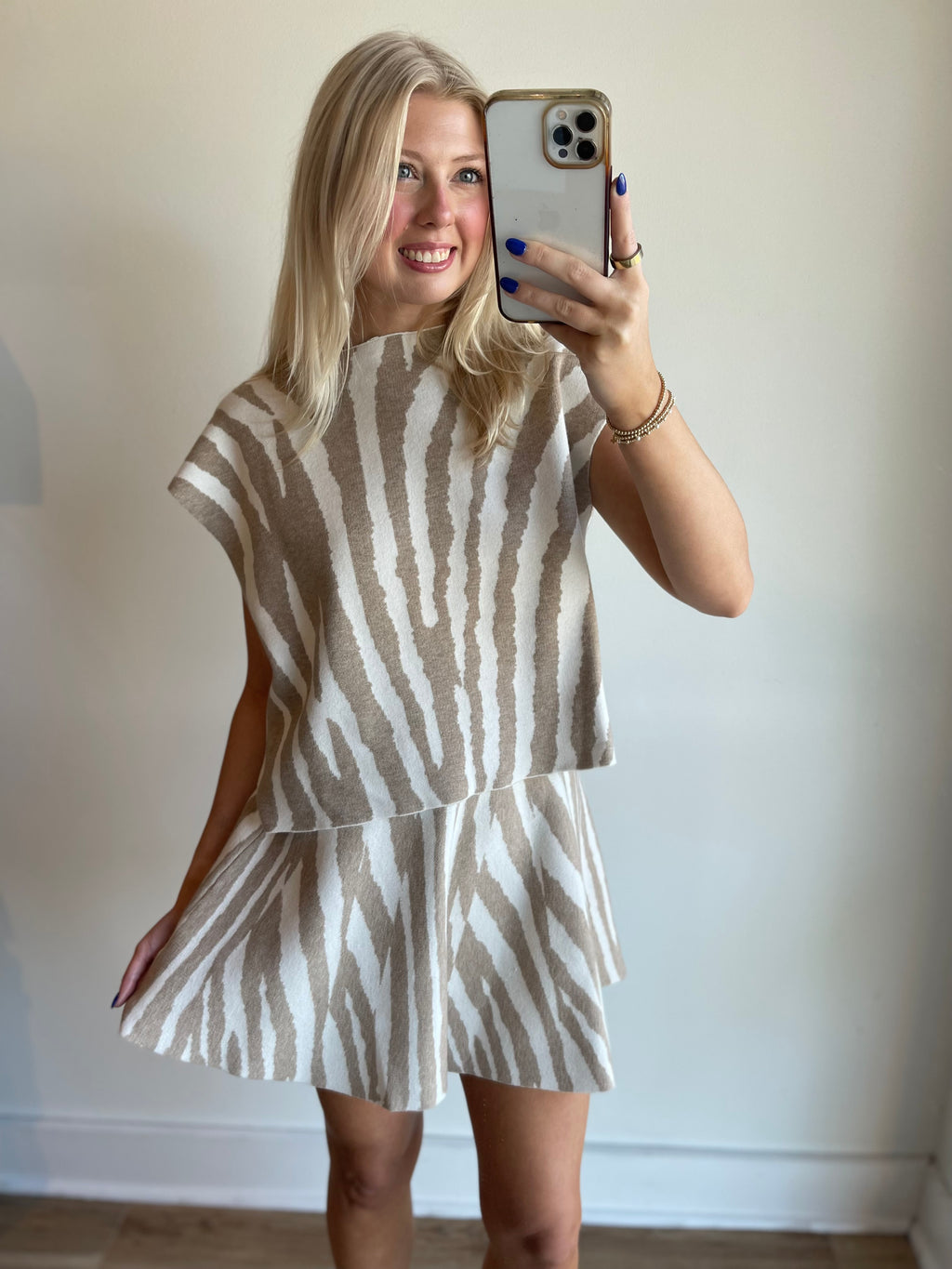 Tiger Mock Neck Knit Top