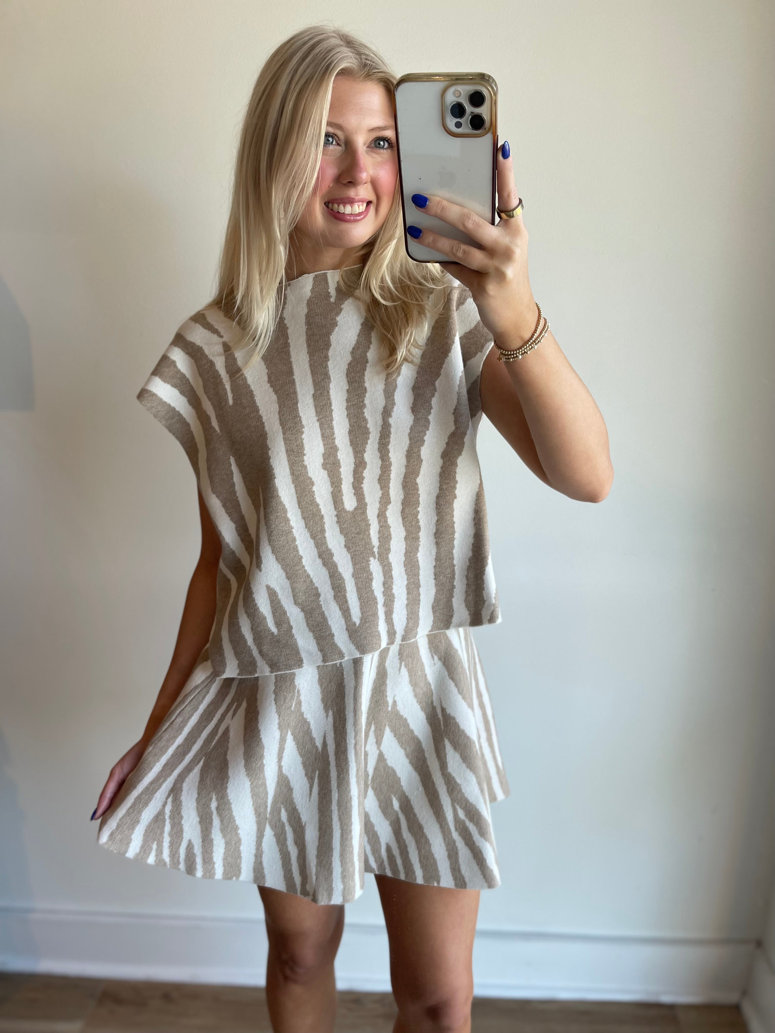 Tiger Mock Neck Knit Top