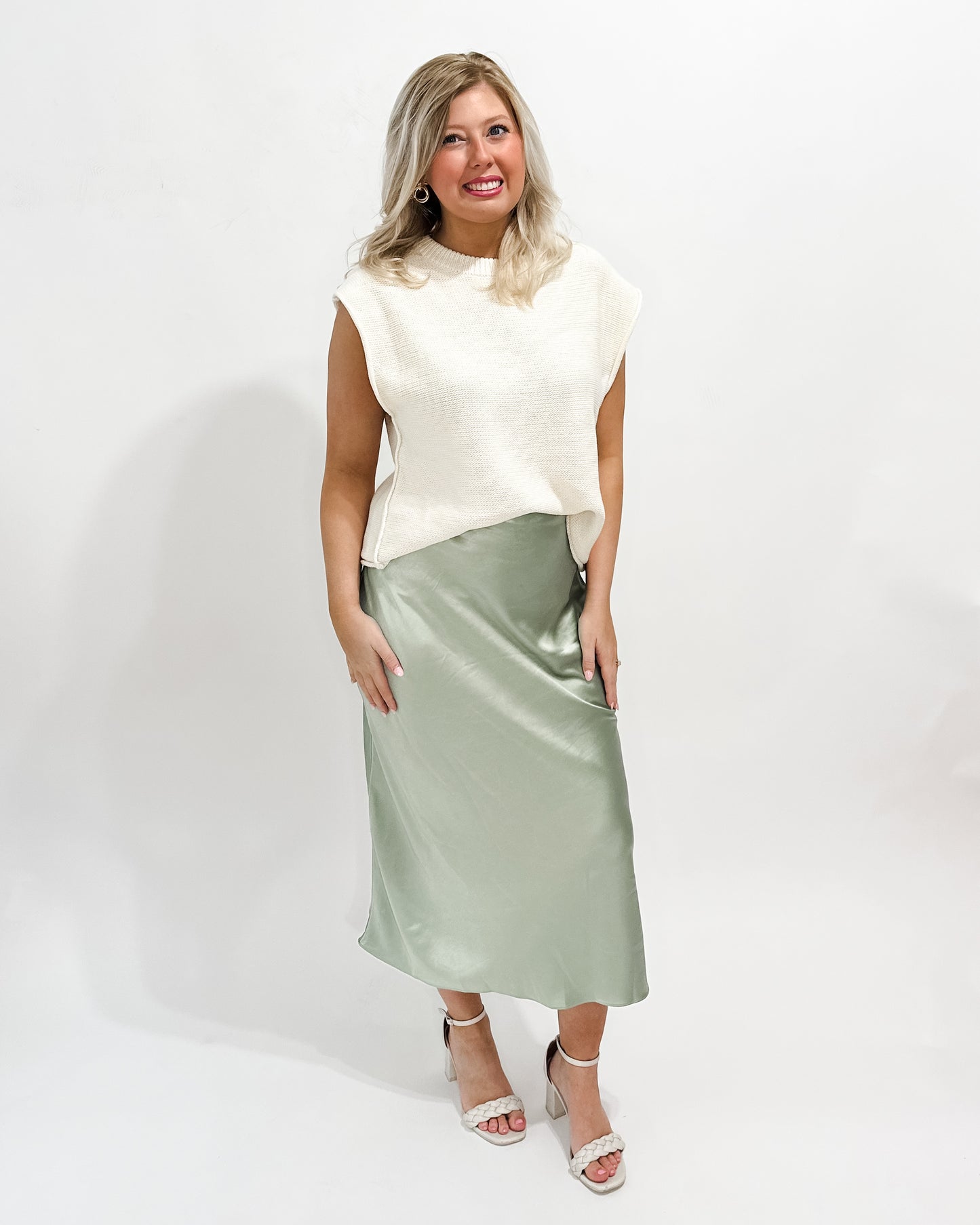 Charlize Satin Midi Skirt