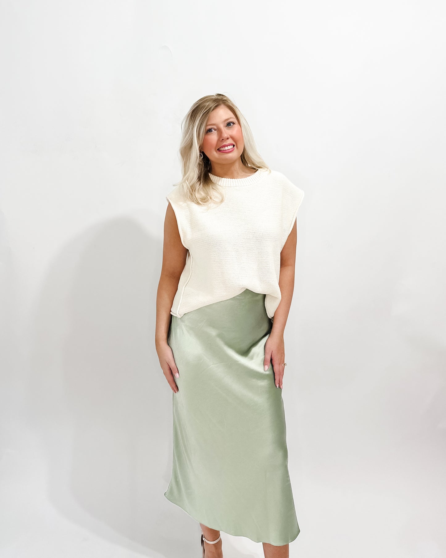 Charlize Satin Midi Skirt