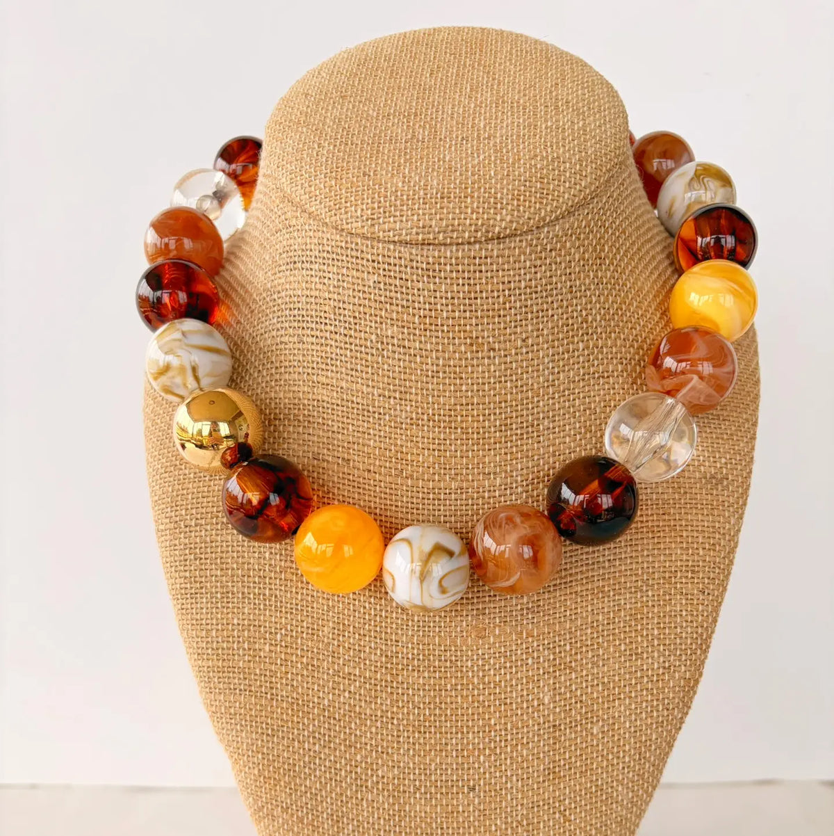 Shades of Brown + Neutrals Bauble Beaded Necklace