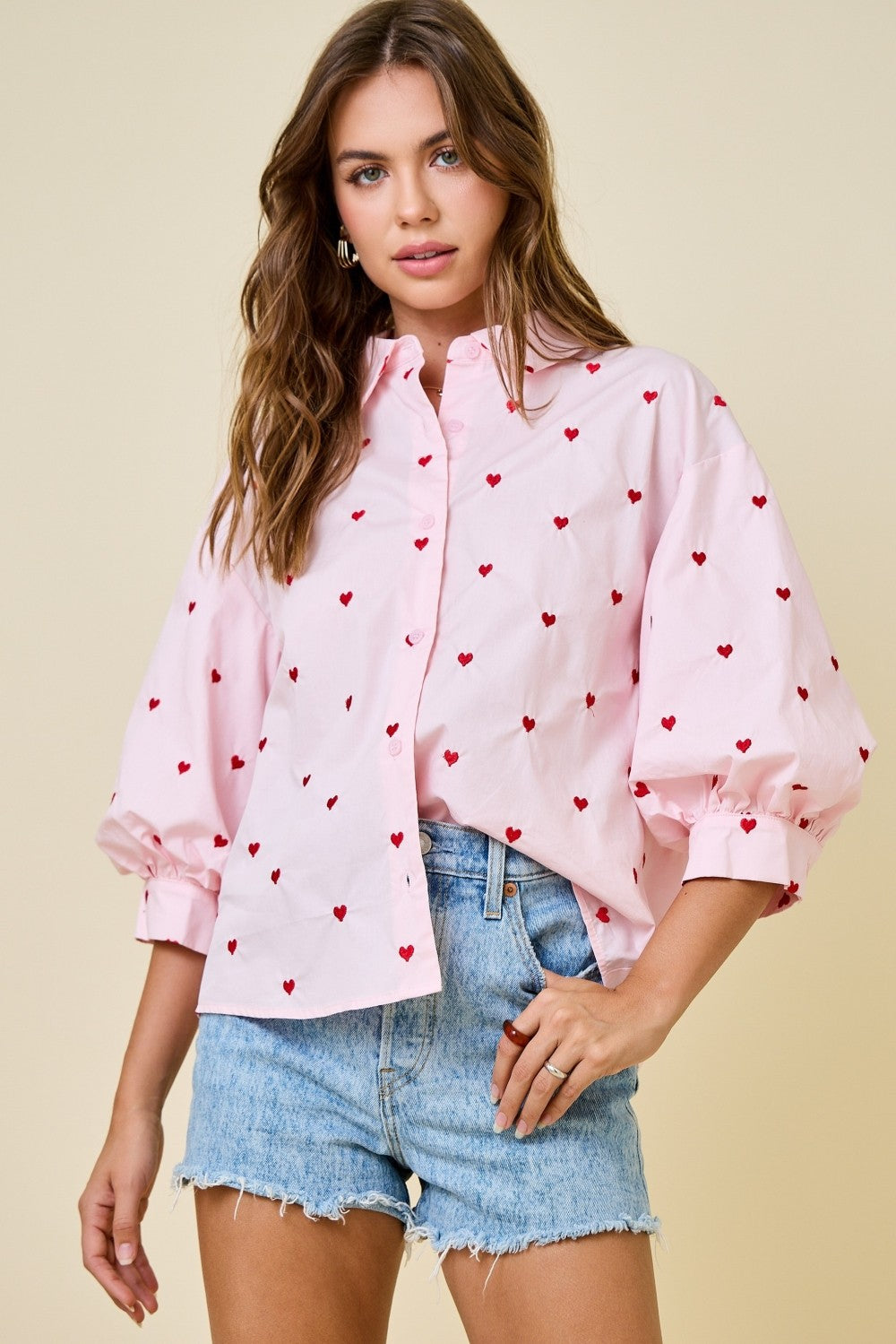 Valentines Heart Button Down Top