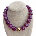 Translucent Plum Cube Bead Necklace