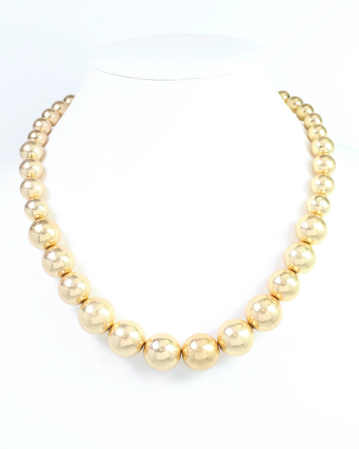 Brookie Graduated Bead Necklace Worn Gold